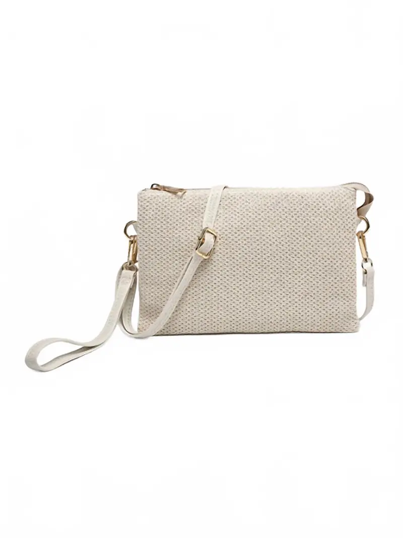 Women's Izzy Vegan Straw Crossbody Handbag In Off White 1