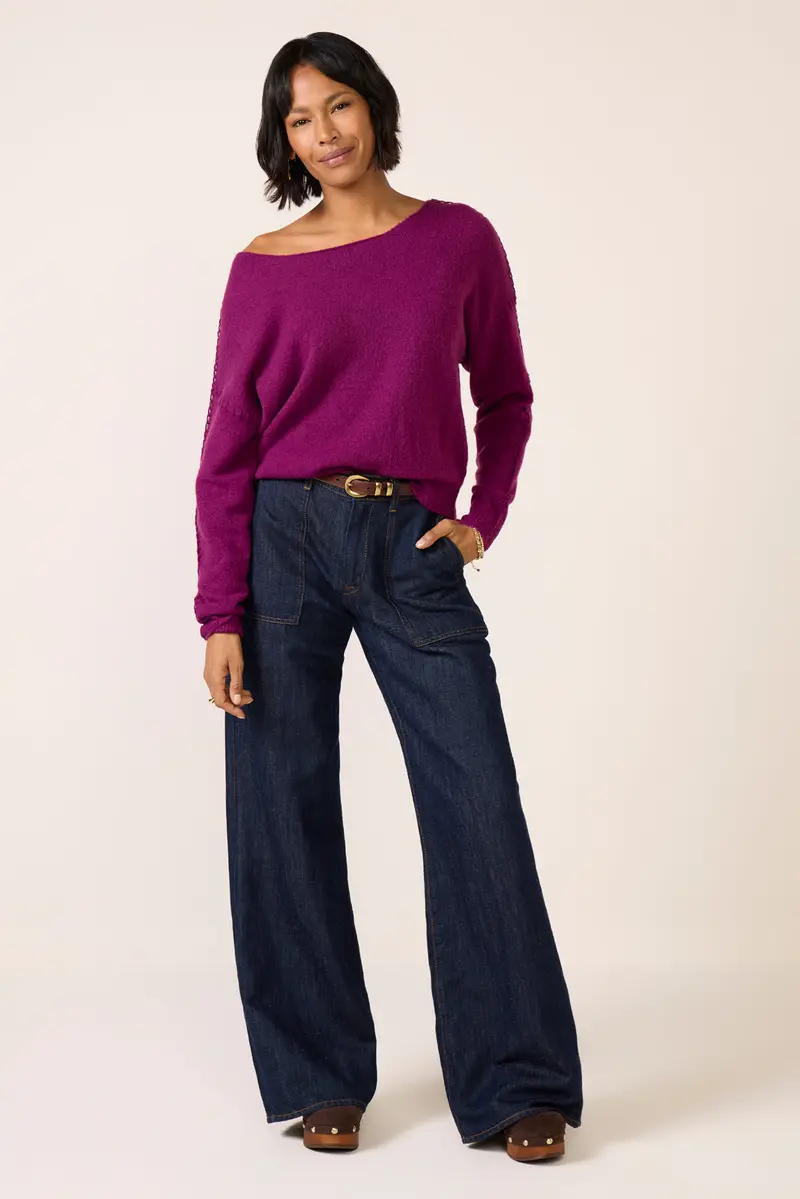 Women's Jessie Whipsitch Off Shoulder Sweater Top 1