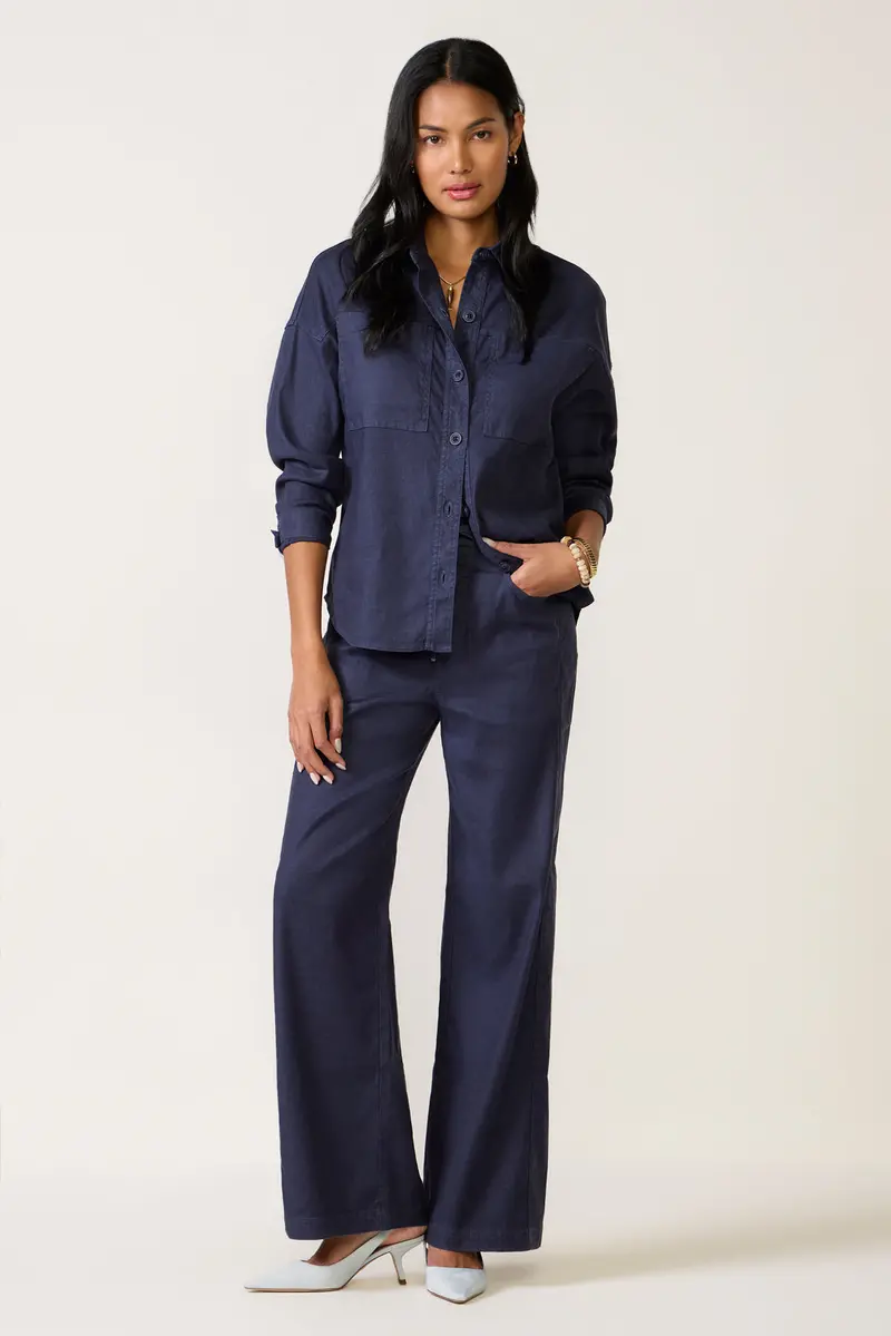 Women's Joelle Stretch Linen Trouser With Tie Waist Pants 1
