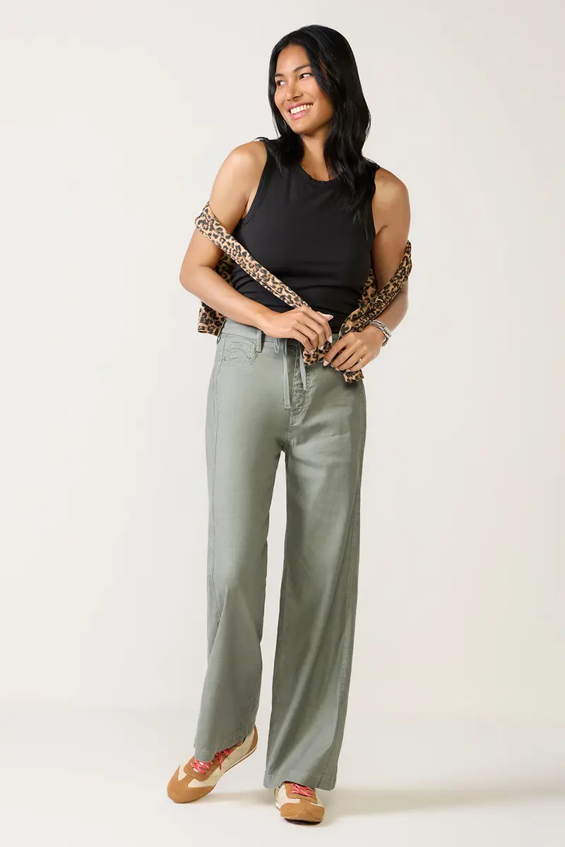 Women's Joelle Stretch Linen Trouser With Tie Waist Pants 1