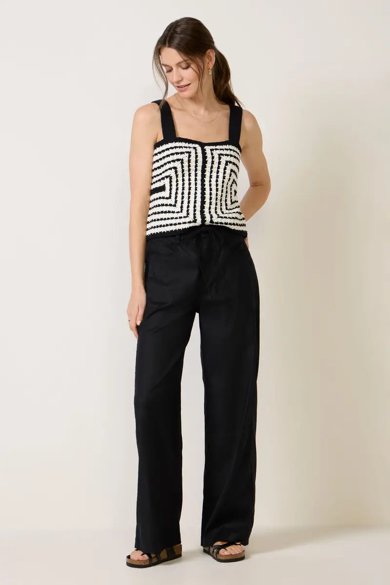 Women's Joelle Stretch Linen Trouser With Tie Waist Pants 1