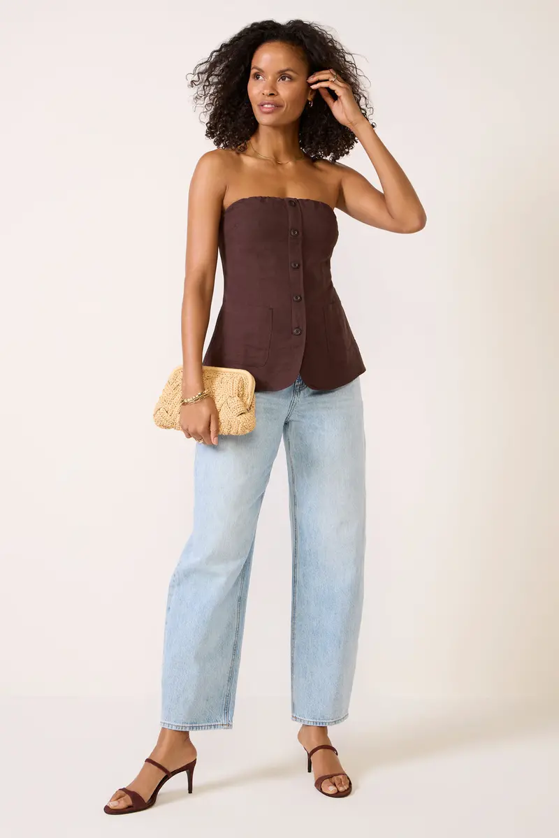Women's Kai Strapless Button Front Top 1