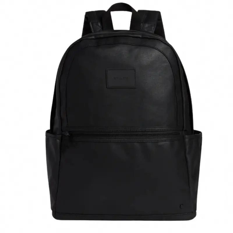 Women's Kane Double Pocket Large Backpack In Black Coated Canvas 1