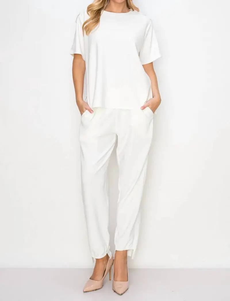 Women's Katie Knit Crepe Pants In White 1