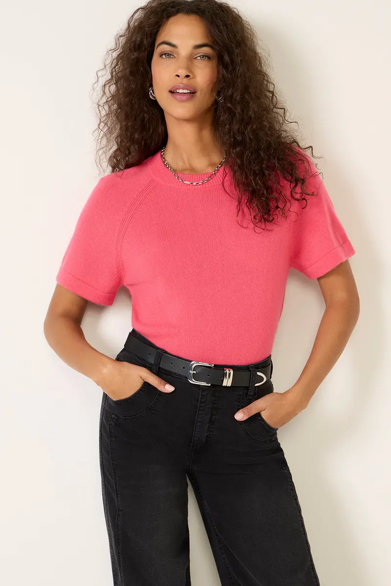 Women's Katie Short Sleeve Raglan Cashmere T-Shirt 1