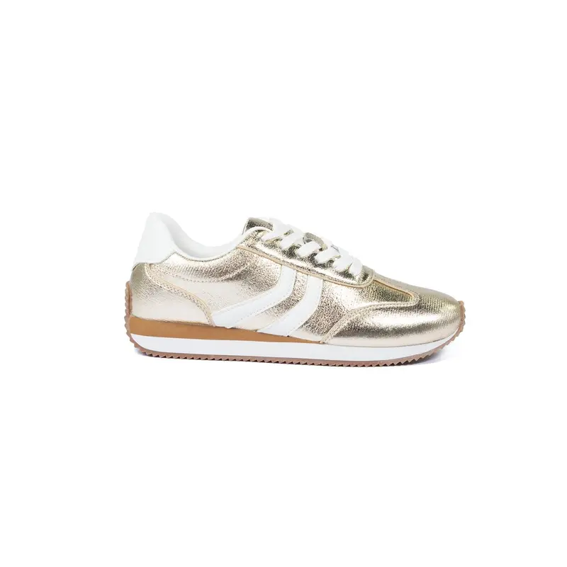 Women's Kickoff Sneakers In Gold Crinkle Metallic 1