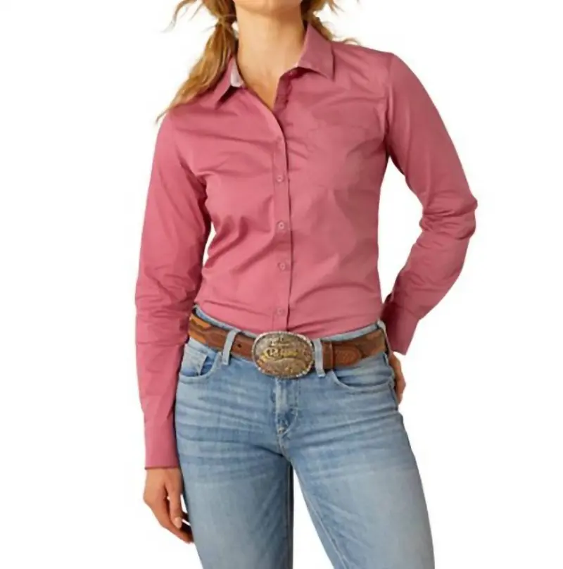 Women's Kirby Stretch Long Sleeve Shirt In Rose Wine 1