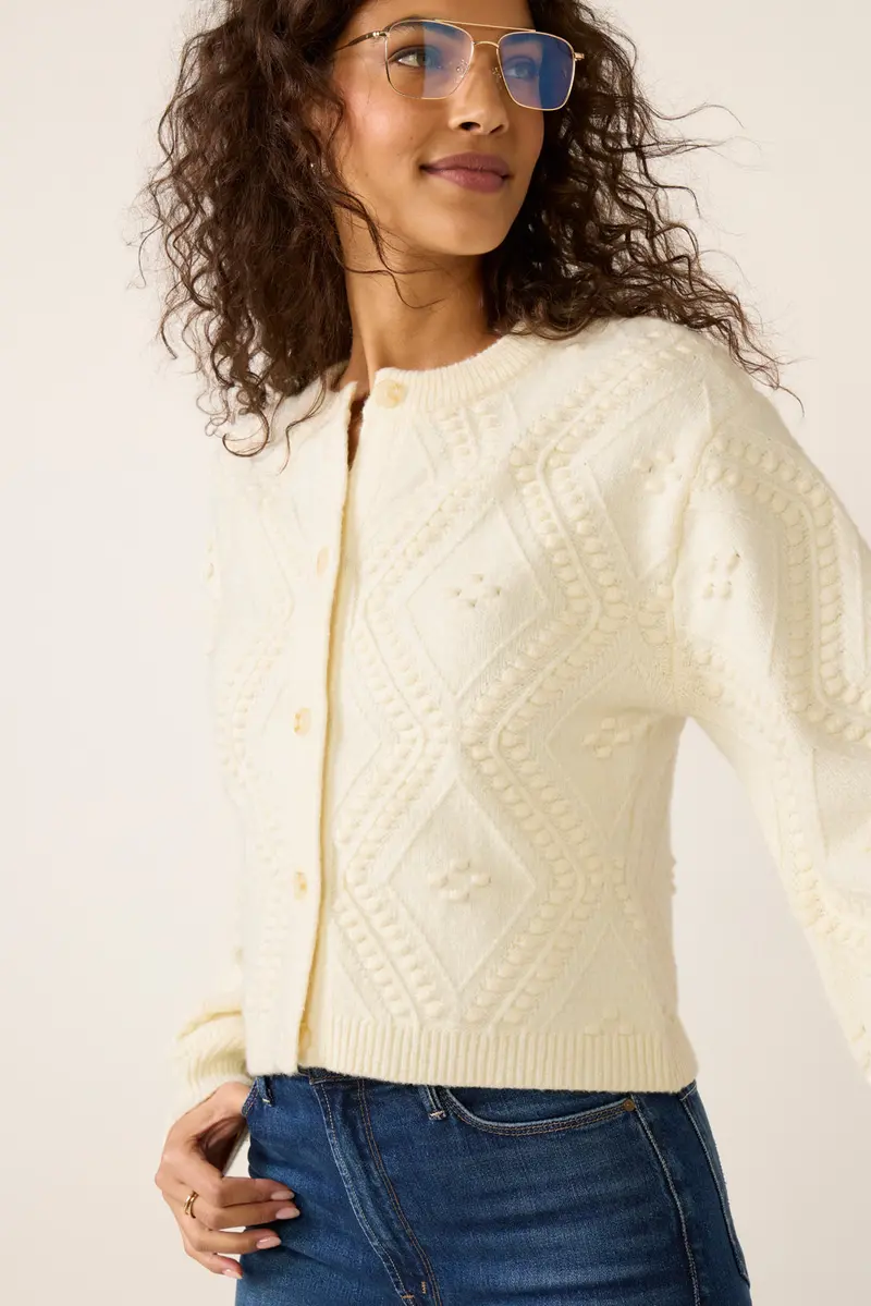 Women's Kitty Bobble Crew Cardigan 1