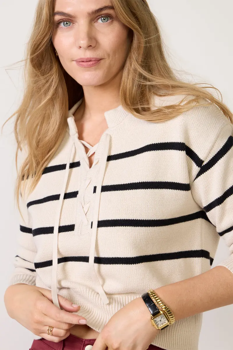 Women's Lace Up Sweater Top 1