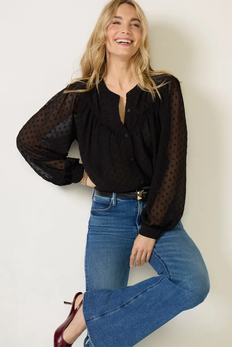 Women's Lainey Heart Clip Dot Blouse 1