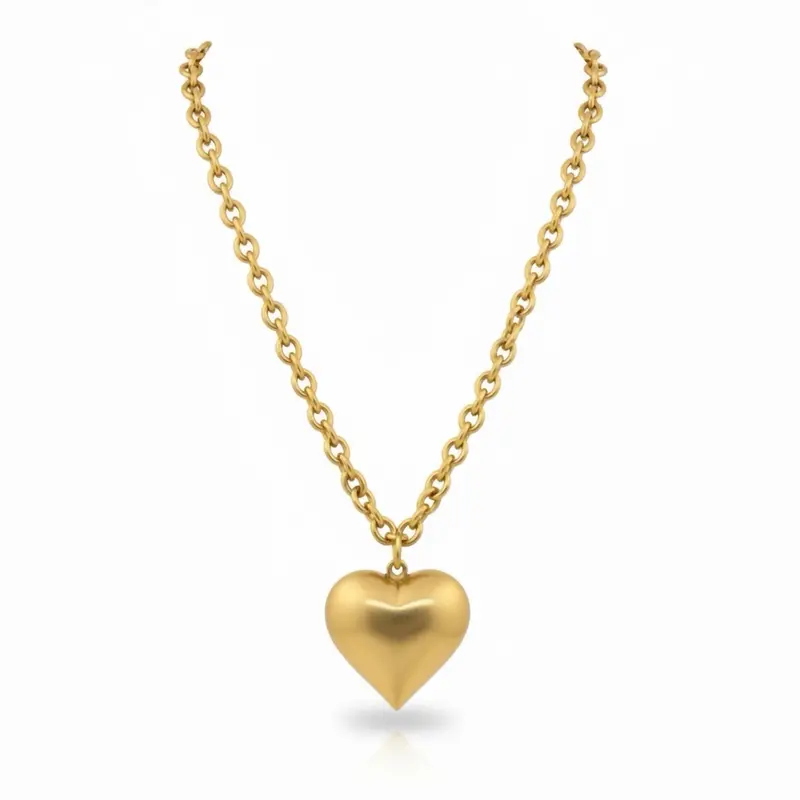 Women's Large Heart Necklace In Gold 1