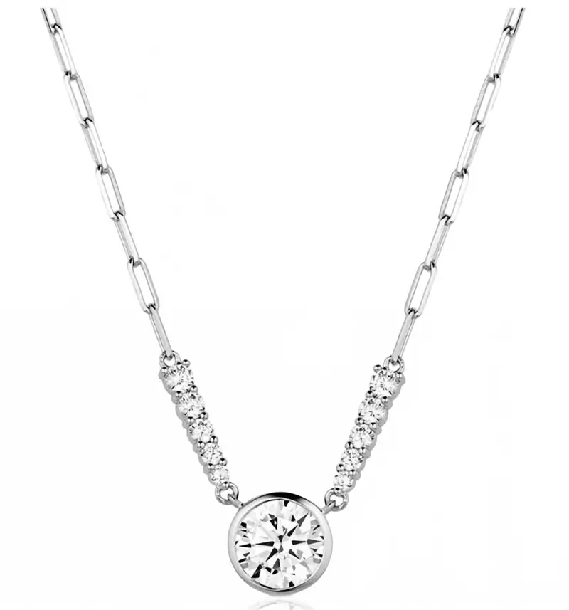 Women's Lean On Me Crystal Cross Necklace In Silver 1