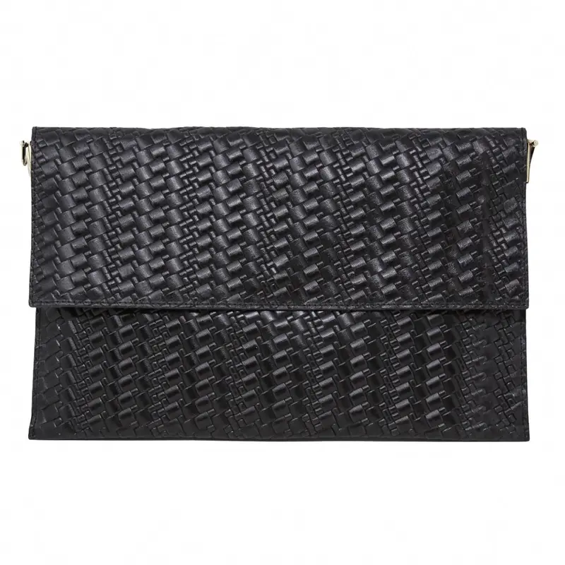 Women's Leather Clutch Crossbody Bag In Black 1