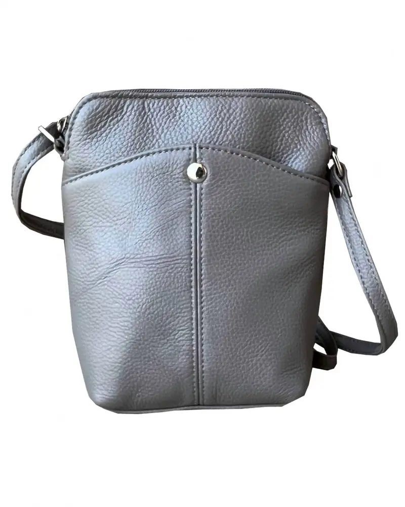 Women's Leather Mini Shoulder Bag In Gray 1
