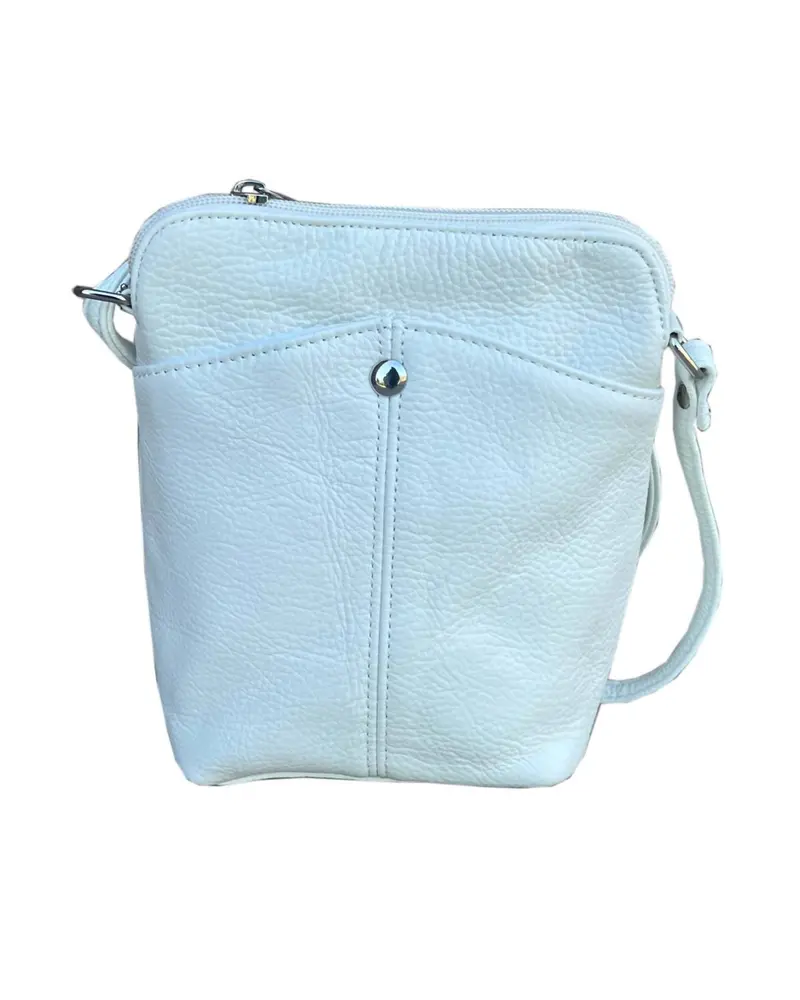 Women's Leather Mini Shoulder Bag In White 1