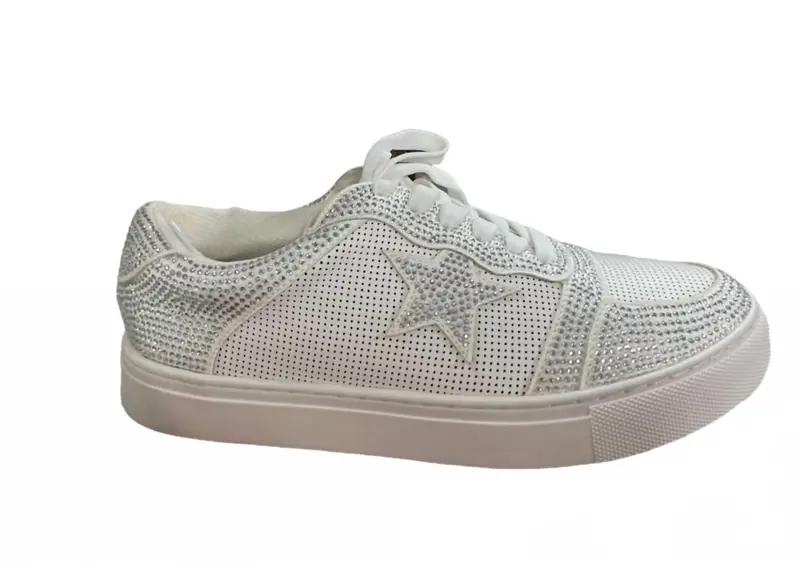 Women's Legendary Star Sneakers In White Crystals 1