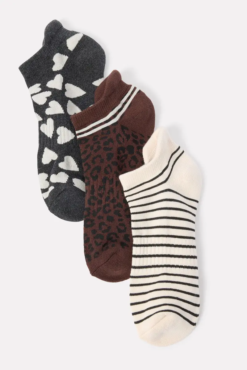 Women's Leopard And Heart Ankle Sock Pack 1