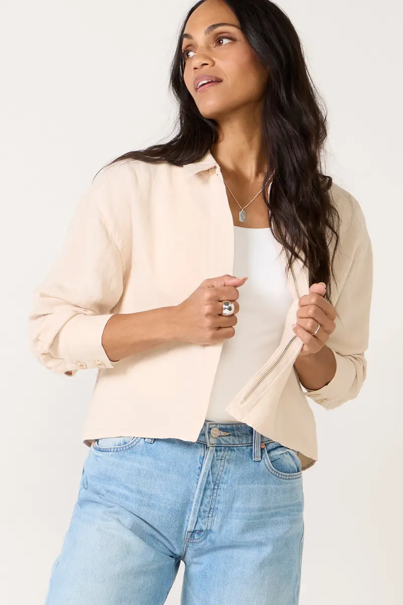 Women's Linen Zip Up Shirt 1