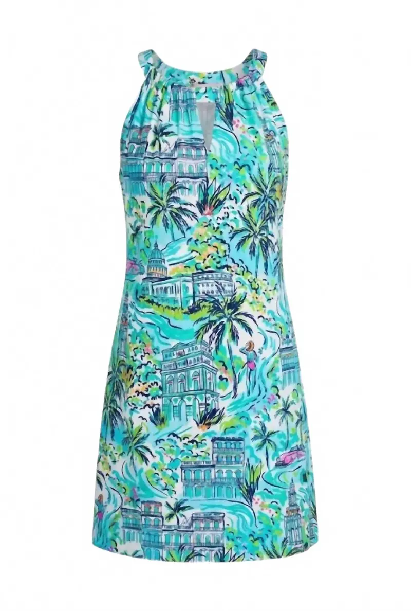 Women's Luck Keyhole Shift Dress In Turquoise 1