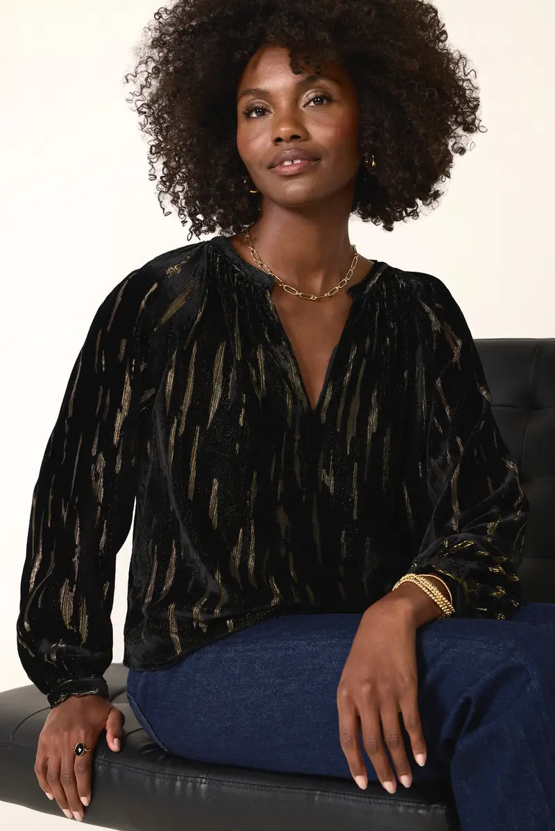 Women's Lucy Velvet Burnout Blouse 1