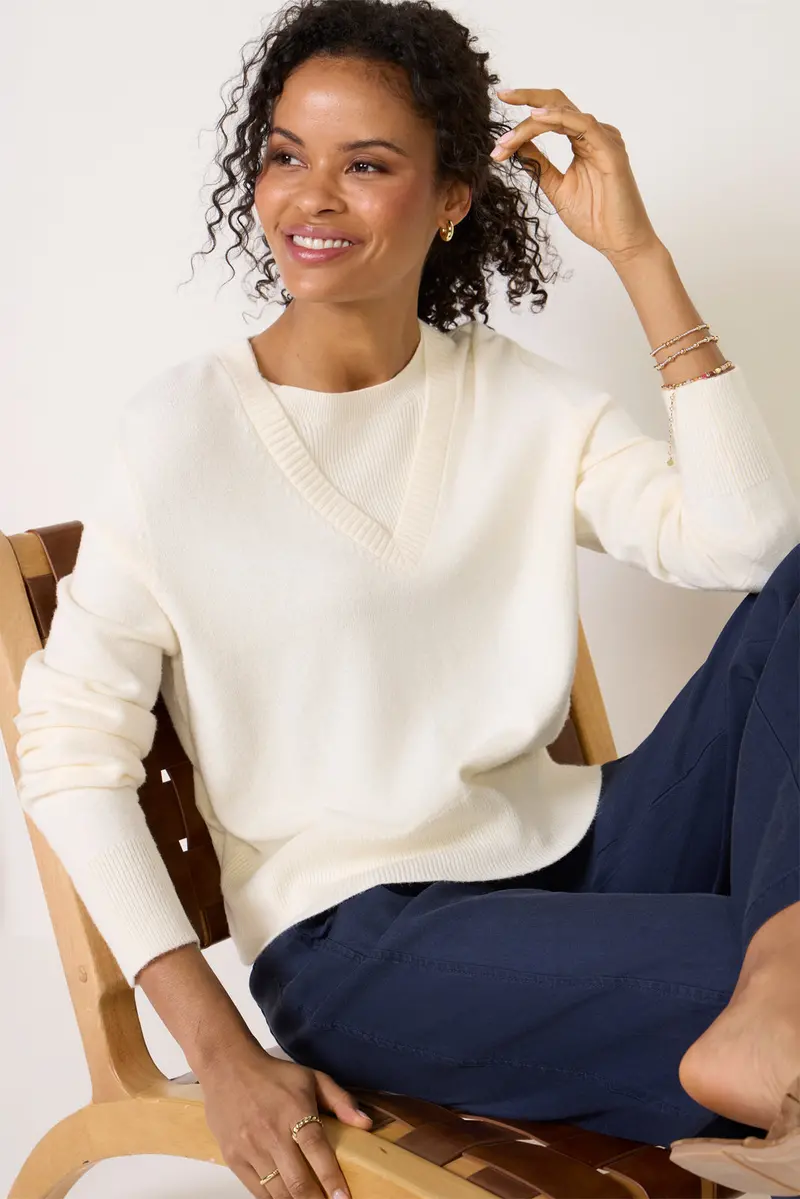 Women's Maeve Mixed Rib Twofer Sweater Top 1