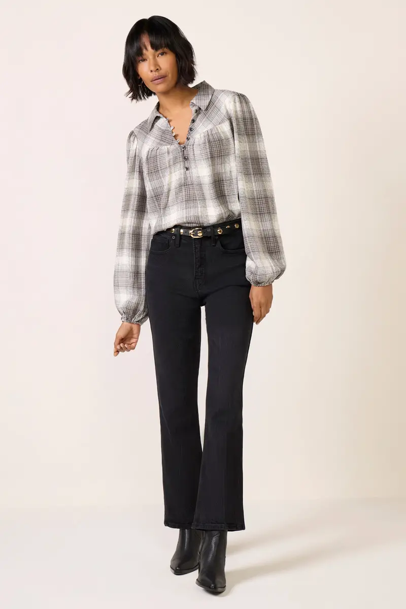 Women's Maleah Pucker Plaid Blouse 1