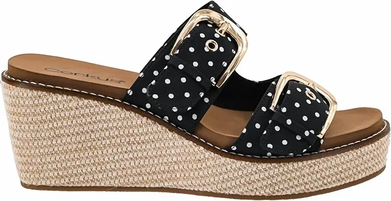 Women's Manifest Wedge In Black White Polk Dots 1