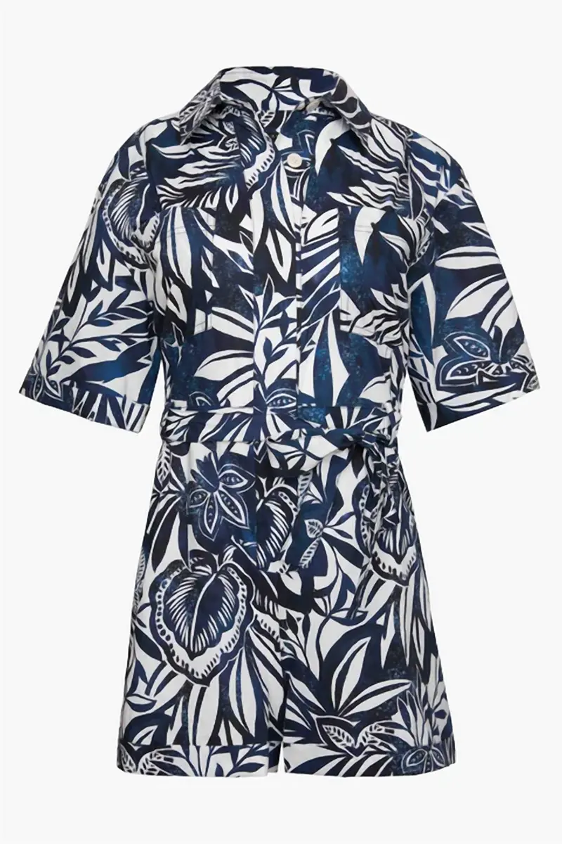 Women's Marilyn Romper In Navy W/White 1