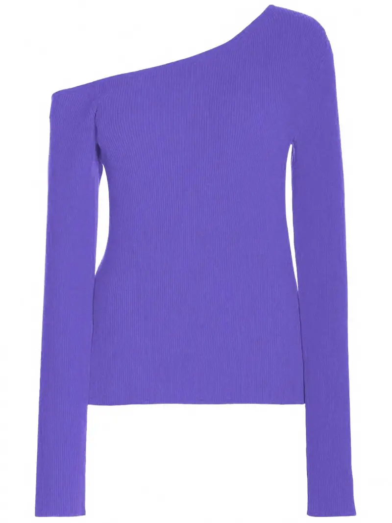 Women's Matte Viscose One Shoulder Long Sleeve Sweater In Lilac 1
