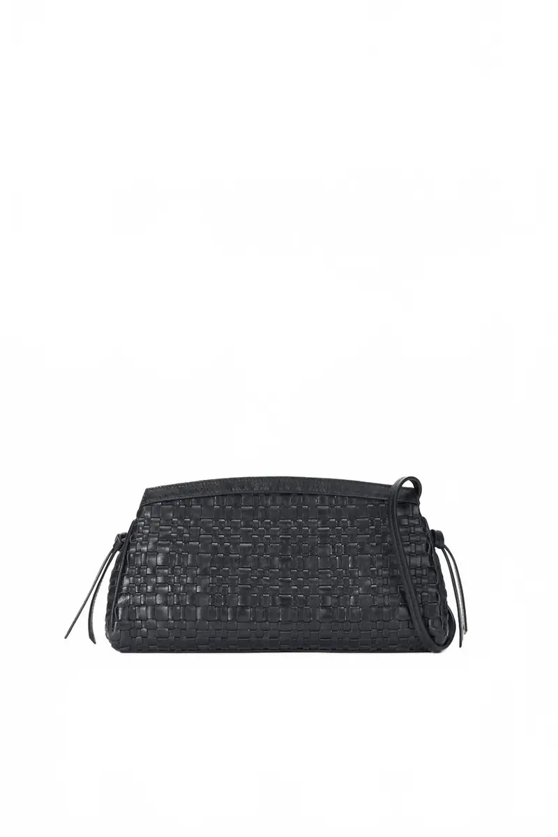 Women's Maude Convertible Clutch In Black Woven Leather 1