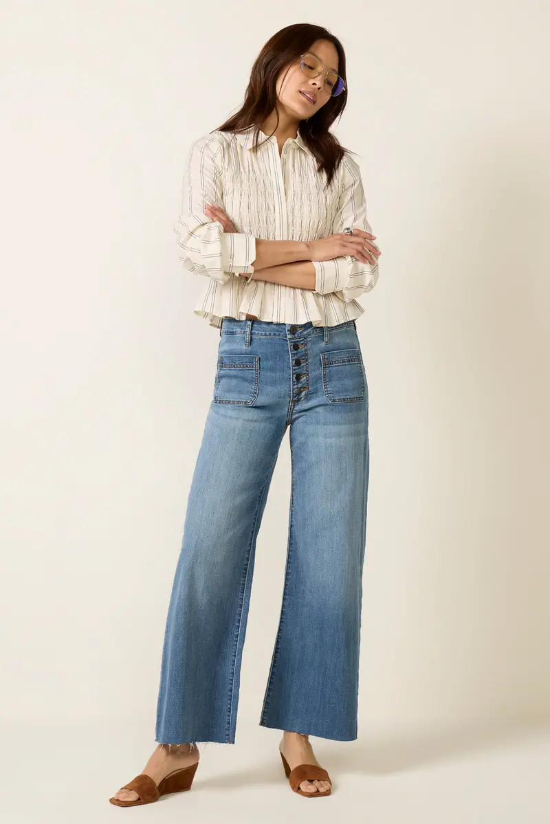 Women's Meg Wide Leg W/ Buttons Jeans 1