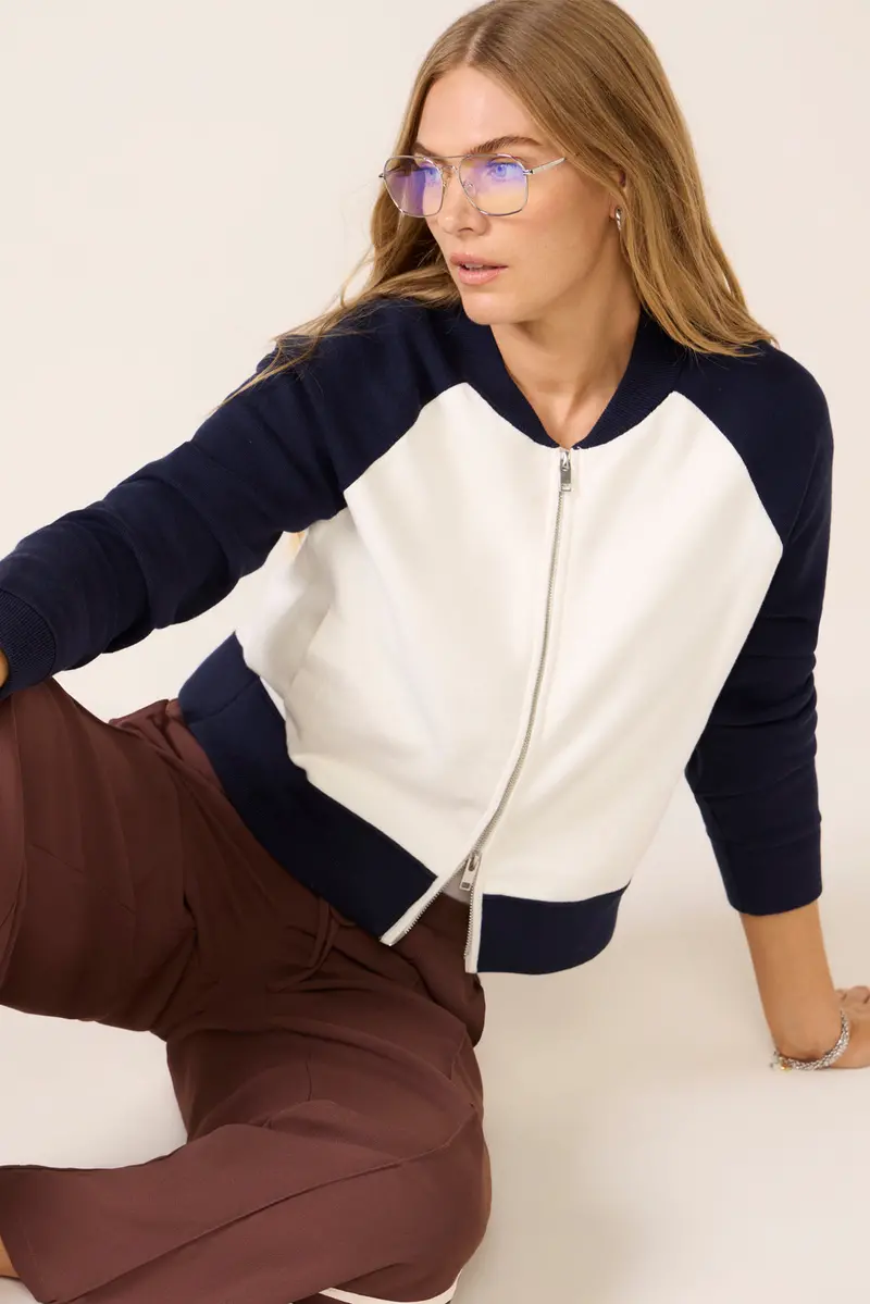 Women's Melissa Colorblock Sweater Bomber 2
