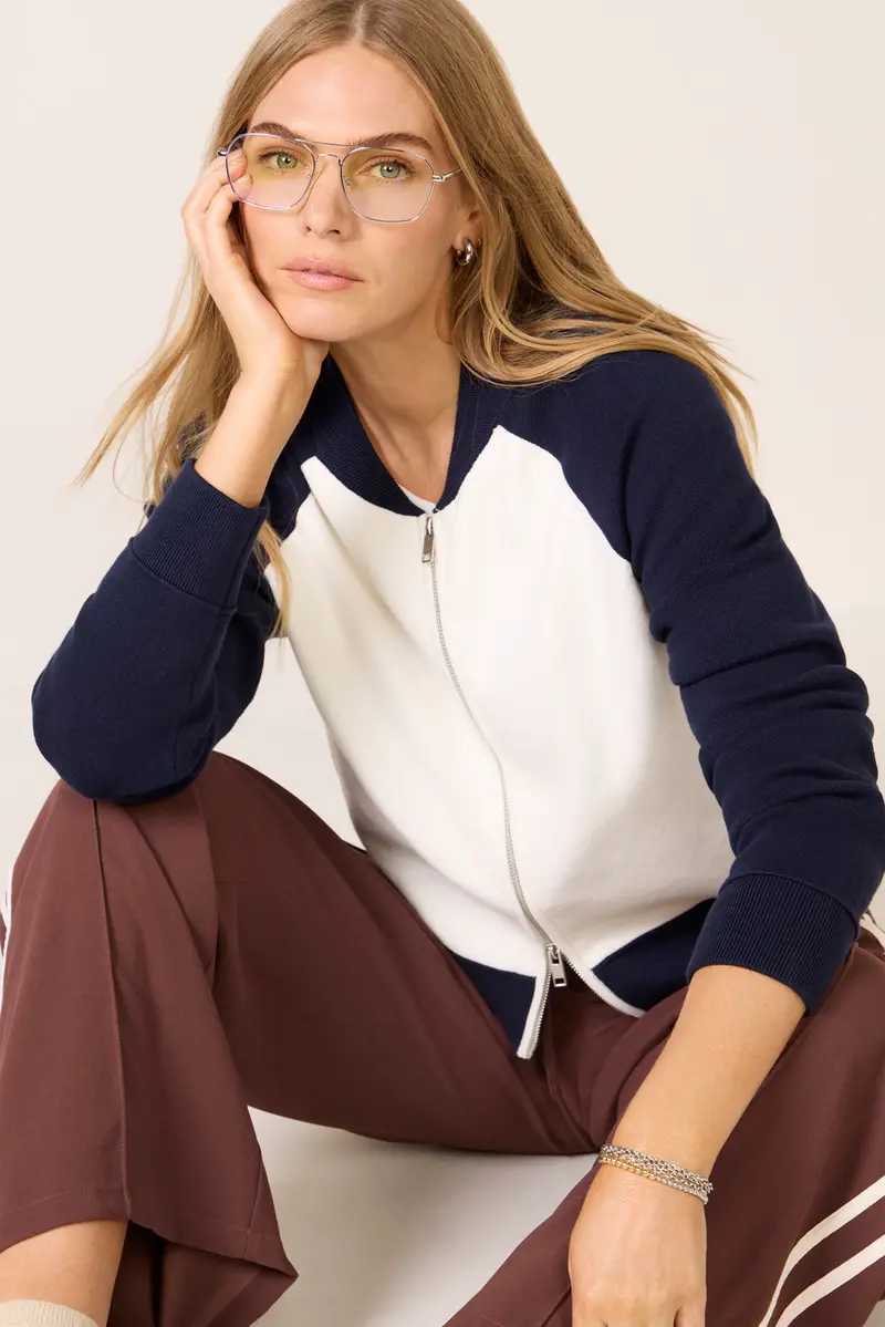 Women's Melissa Colorblock Sweater Bomber 3