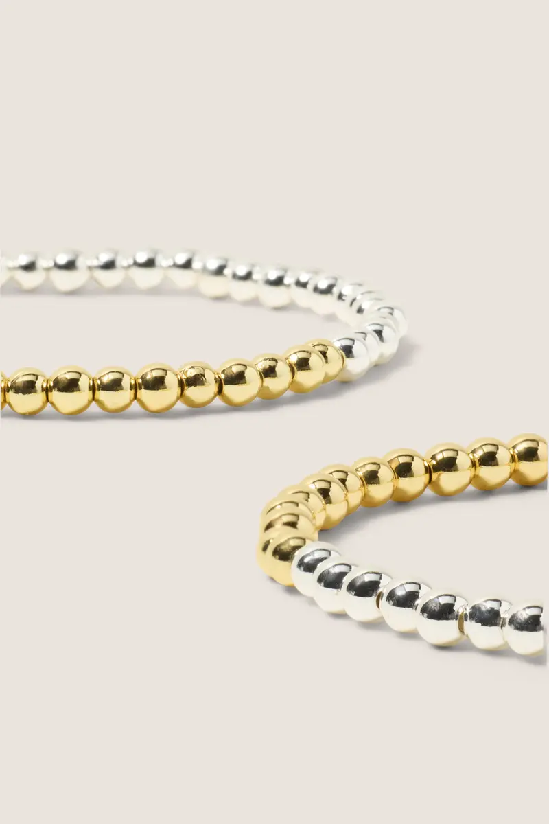 Women's Melissa Two Tone Beaded Bracelet Pack 2
