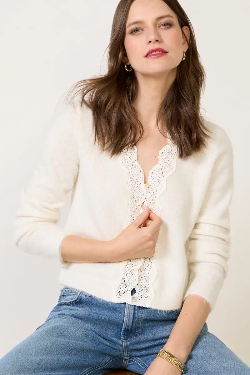 Women's Mer Lace Trim Cardigan 1