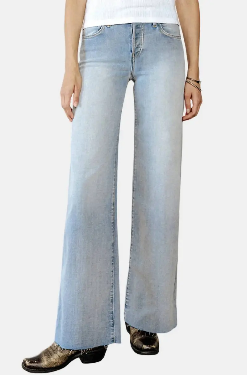 Women's Mid Rise Palazzo Jeans In Cielito 1