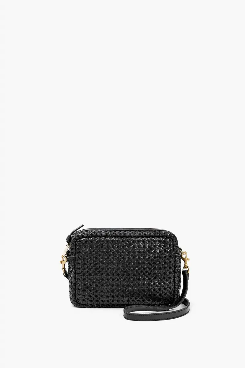 Women's Midi Sac Crossbody Bag In Black Rattan 1