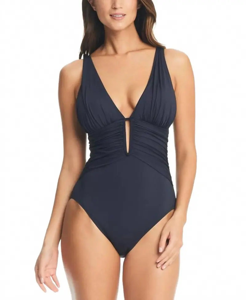 Women's Molded-Cup One-Piece Swimsuit In Black 1