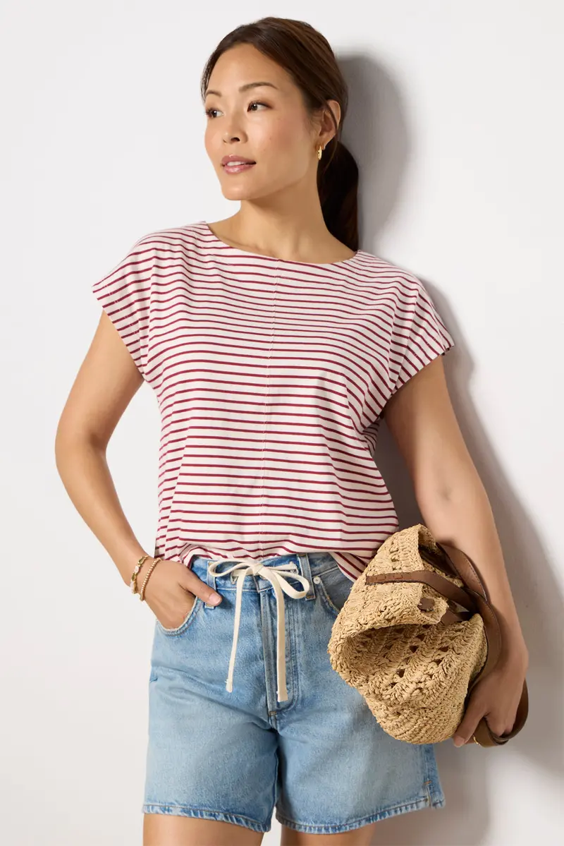 Women's Molly Striped Boatneck Muscle T-Shirt 1