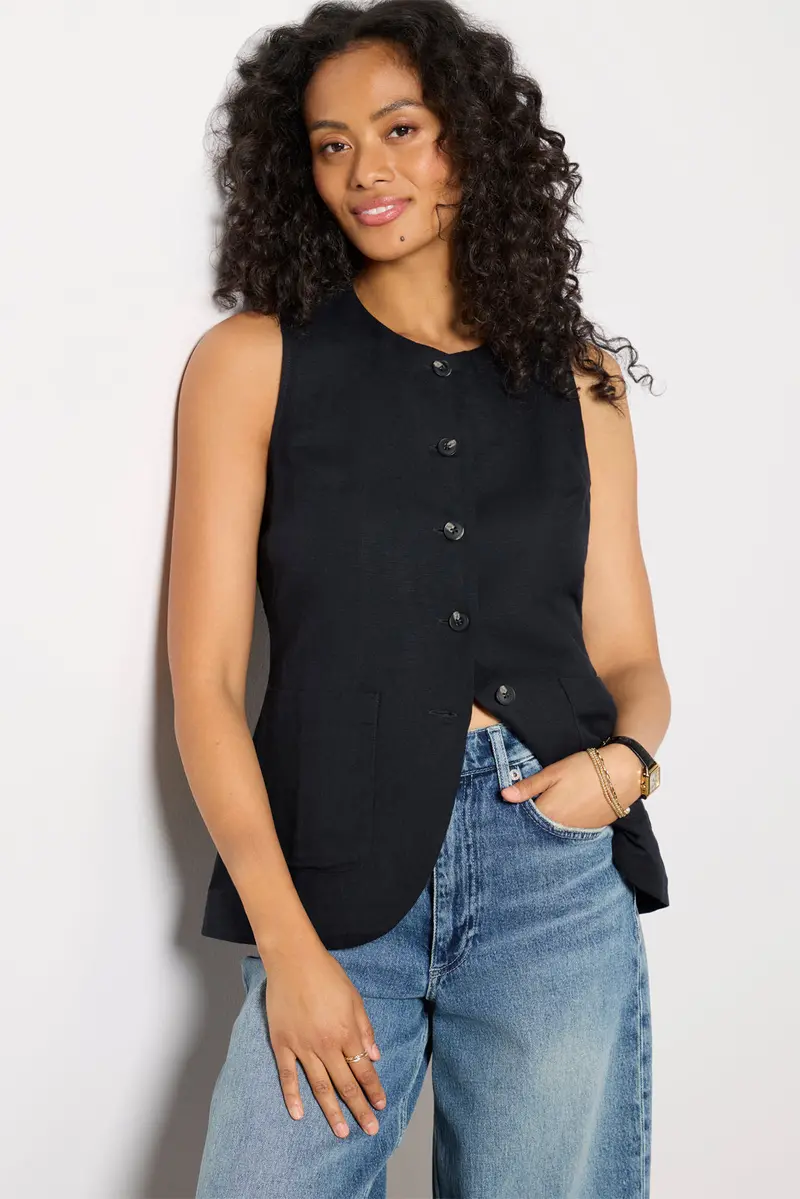 Women's Natalia Long Linen Vest 1