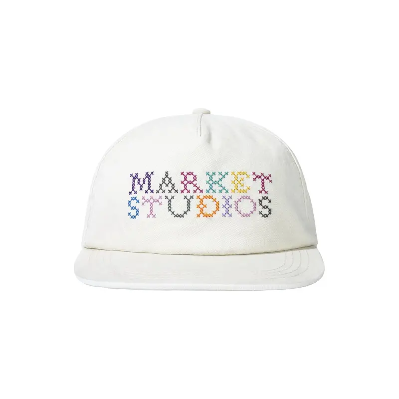 Women's Needlepoint 5-Panel Hat In White 1