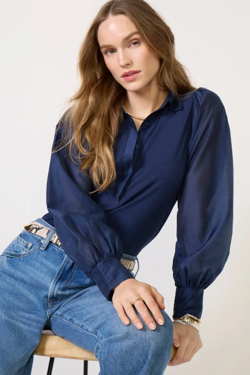 Women's Nelly Sheer Sleeve Top 1