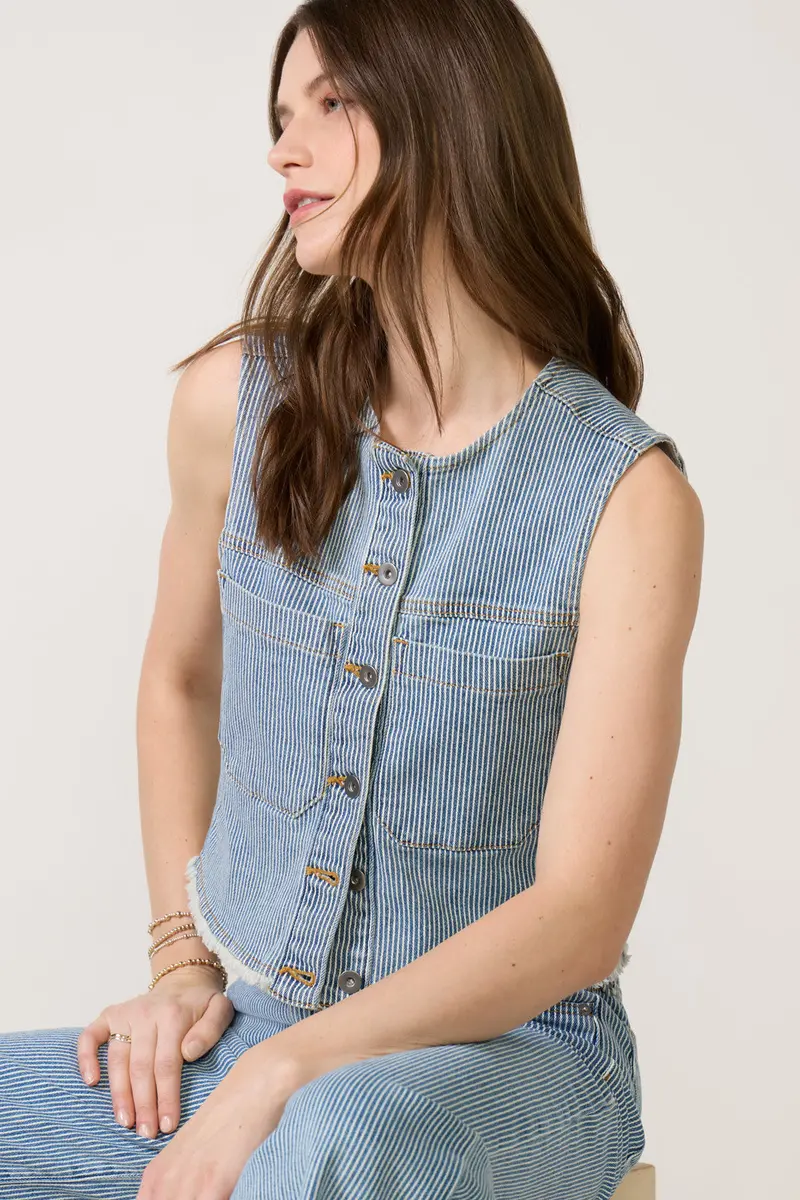 Women's Nicki Railroad Stripe Vest 1