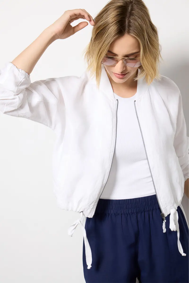 Women's Noa Relaxed Linen Bomber Jacket 1
