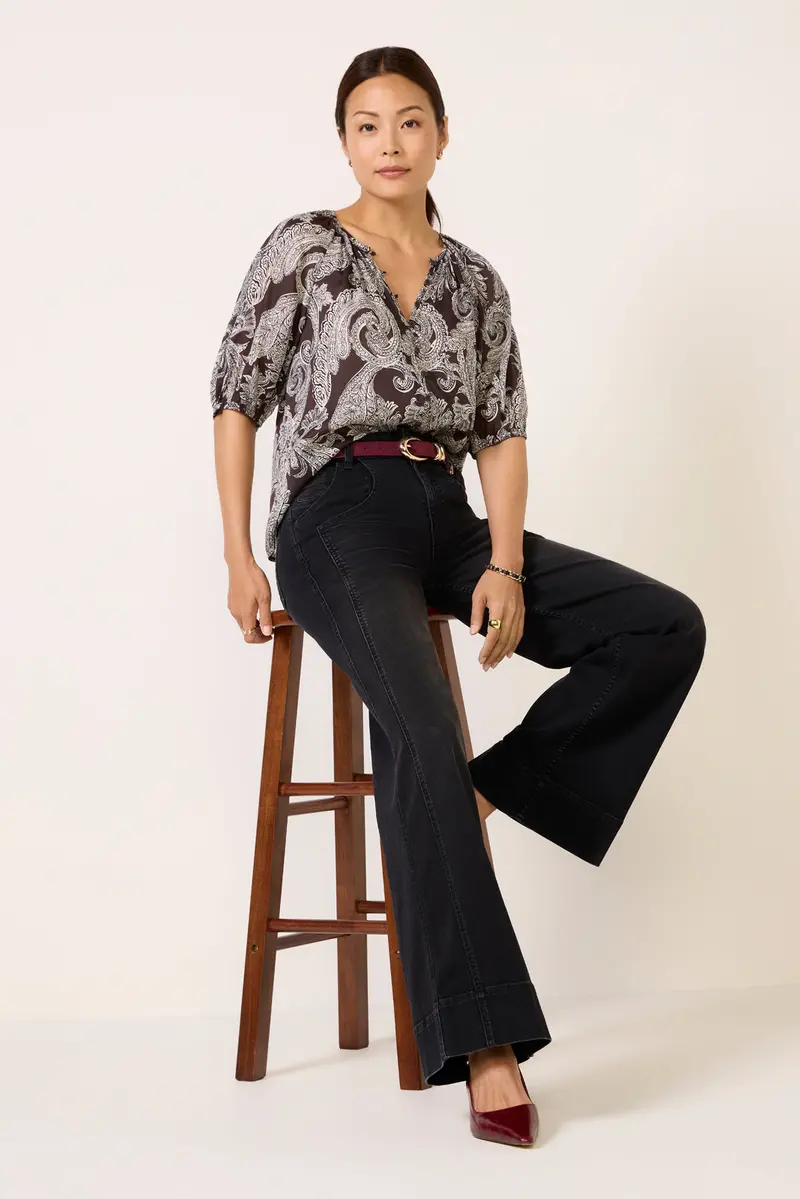 Women's Paisley Blouson Blouse 1