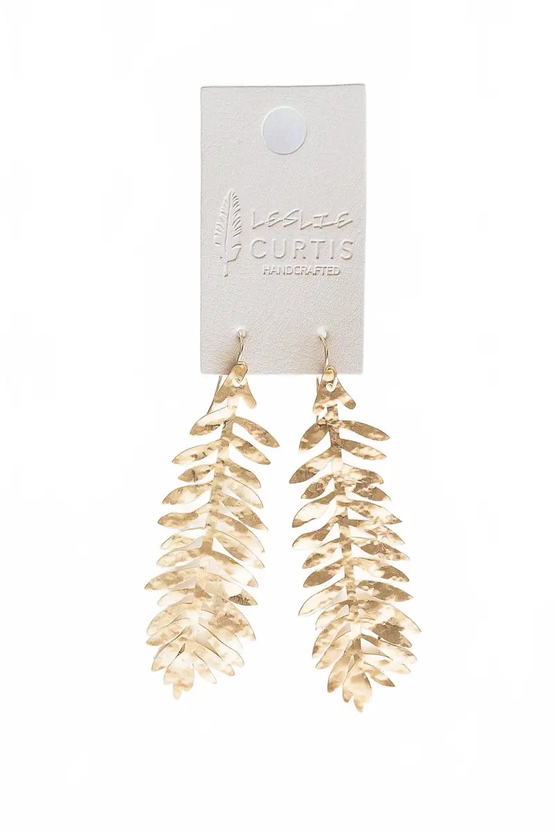 Women's Palmer Hammered Leaf Earrings In Gold 1
