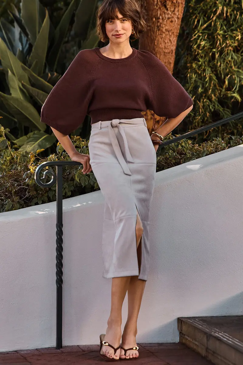 Women's Paula Suede Midi Skirt 1