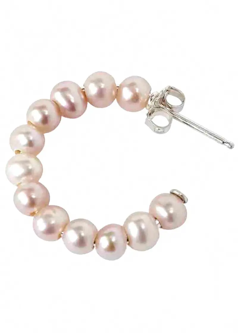 Women's Pearl Holly Hoop Earrings In Pink 1