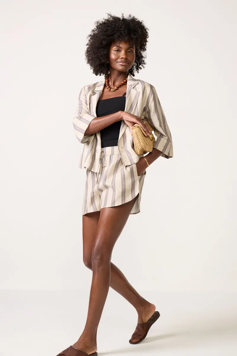 Women's Perfect Linen Stripe Short 1