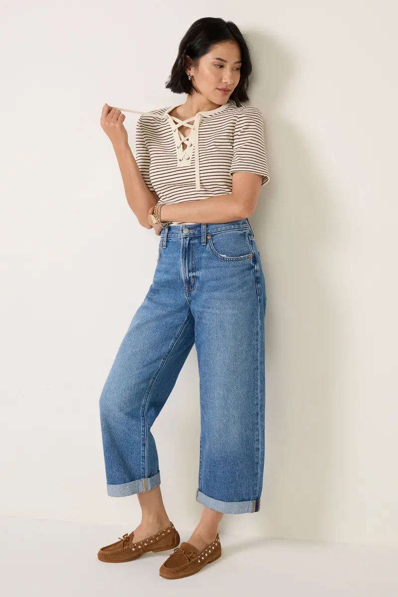 Women's Petite Donny Rolled Hem Boyfriend Jean 1